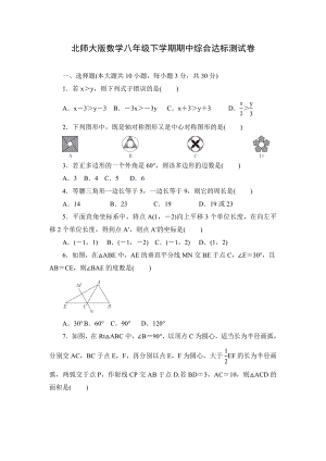 北师大版数学八年级下学期期中综合达标测试卷.doc