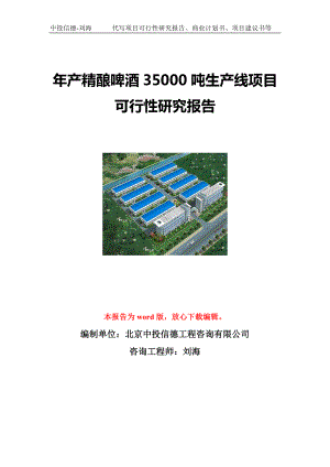 年产精酿啤酒35000吨生产线项目可行性研究报告写作模板立项备案文件.doc