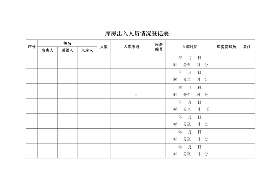 库房出入人员情况登记表参考模板范本.doc_第1页