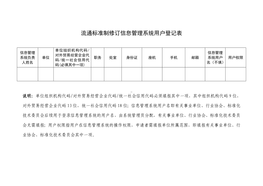 流通标准制修订信息管理系统用户登记表参考模板范本.doc_第1页