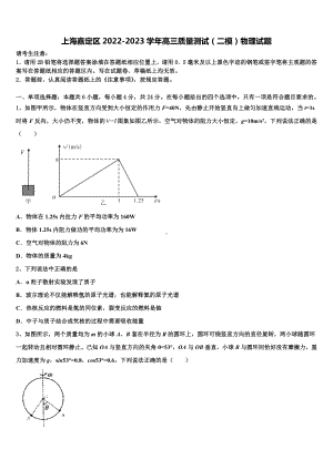 上海嘉定区2022-2023学年高三质量测试（二模）物理试题.doc