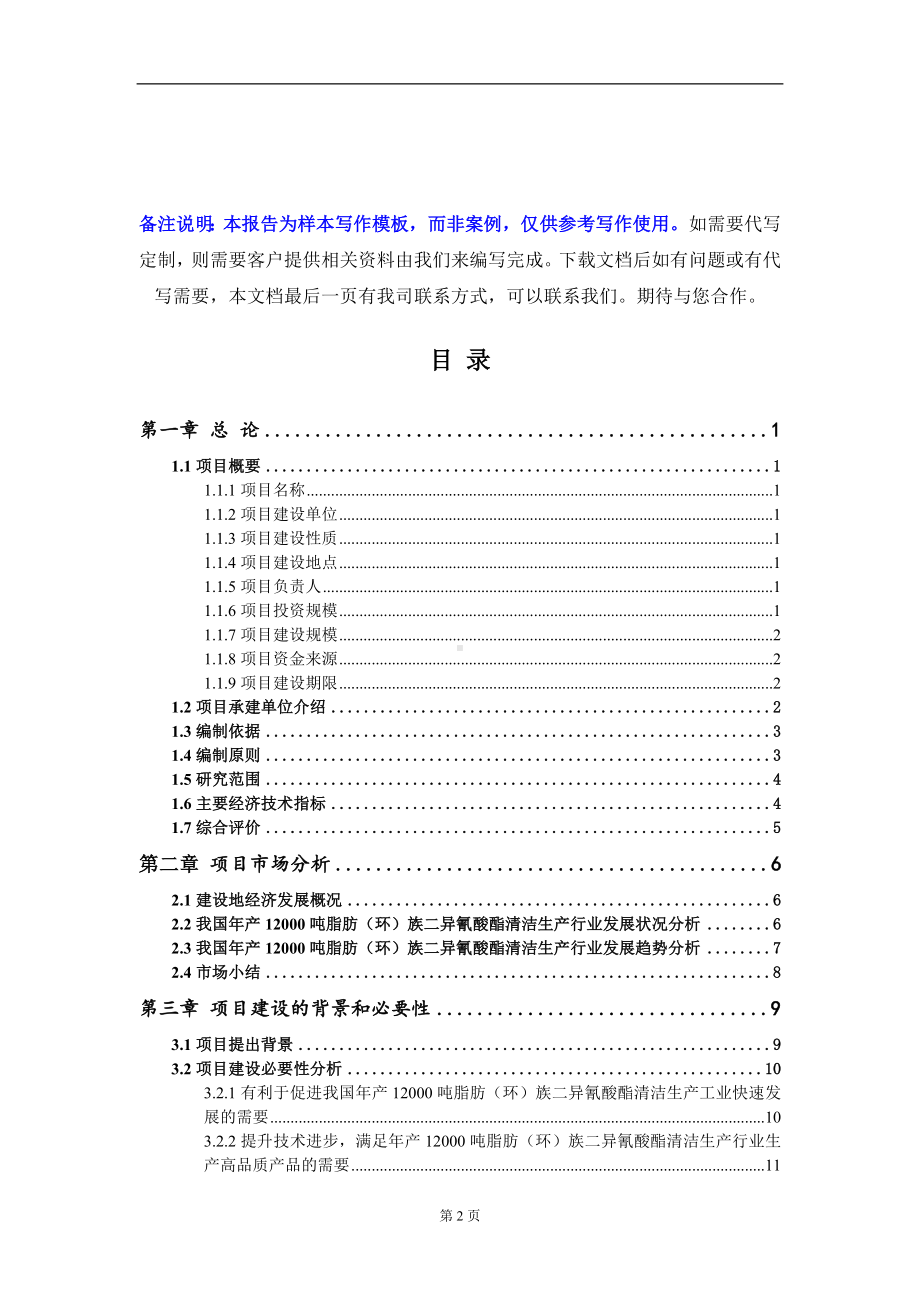 年产12000吨脂肪（环）族二异氰酸酯清洁生产项目可行性研究报告写作模板-立项备案.doc_第2页