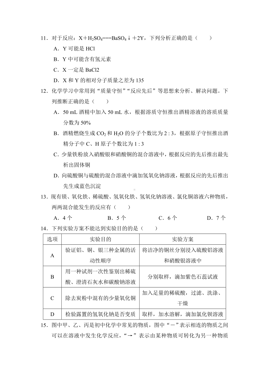 2021春鲁教版九年级化学下册课件-综合能力测试卷(二).doc_第3页