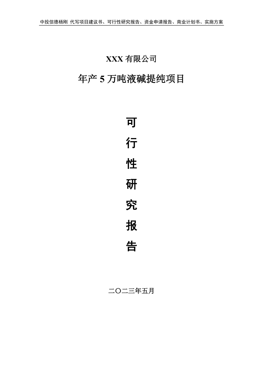 年产5万吨液碱提纯项目可行性研究报告申请立项.doc_第1页