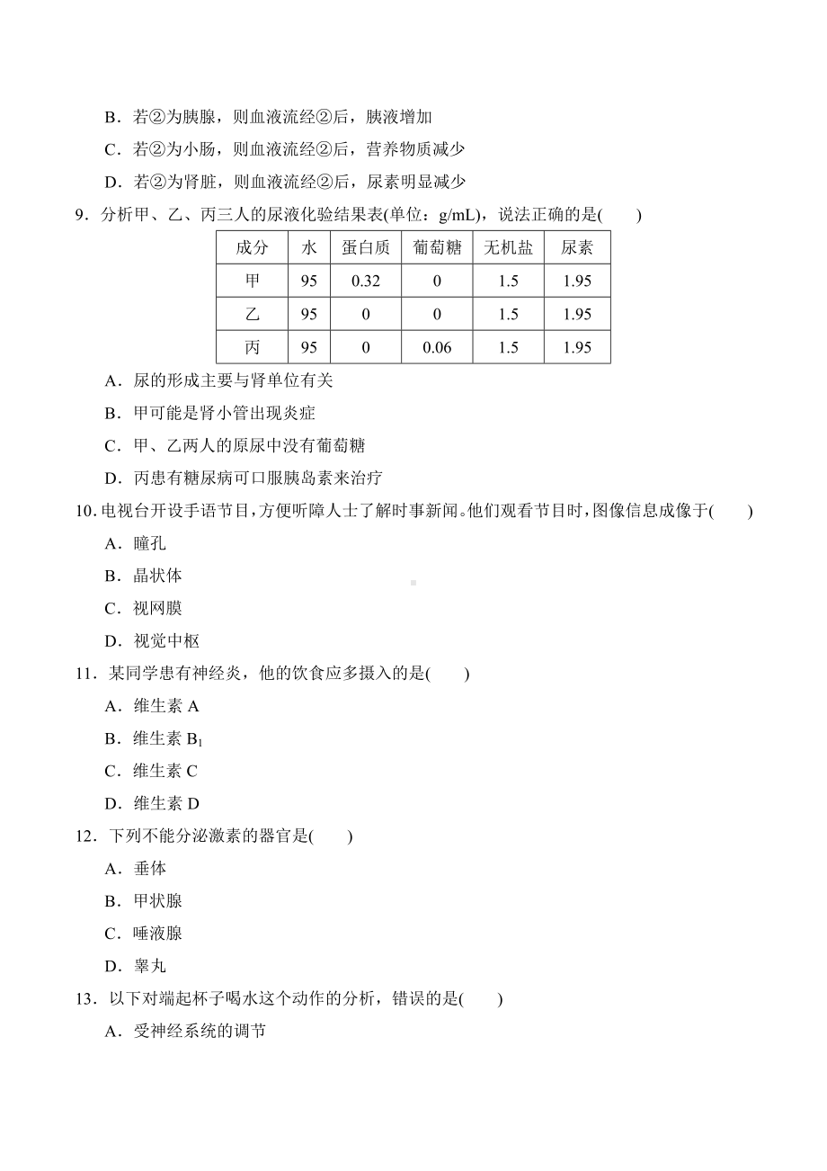 2021年生物中考模拟试卷及答案.doc_第3页