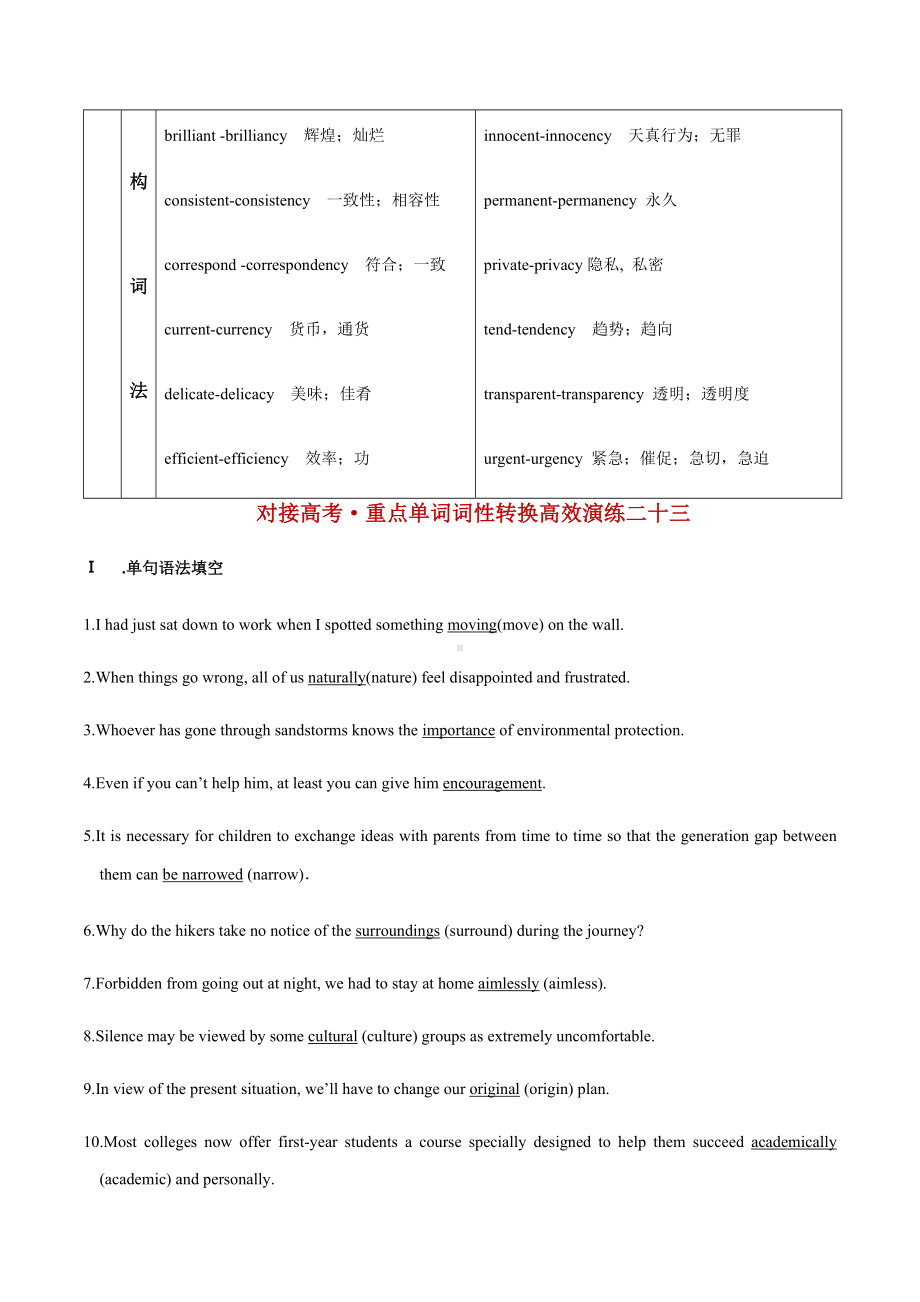 2021高考英语重点单词词性转换和语境活用12(解析版).docx_第2页