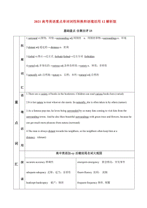 2021高考英语重点单词词性转换和语境活用12(解析版).docx