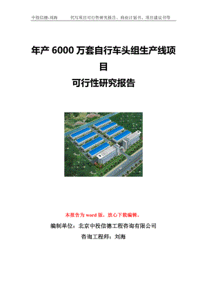 年产6000万套自行车头组生产线项目可行性研究报告写作模板立项备案文件.doc