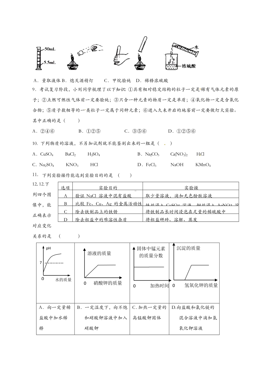 2021版九年级化学第三次中考模拟试题.doc_第2页