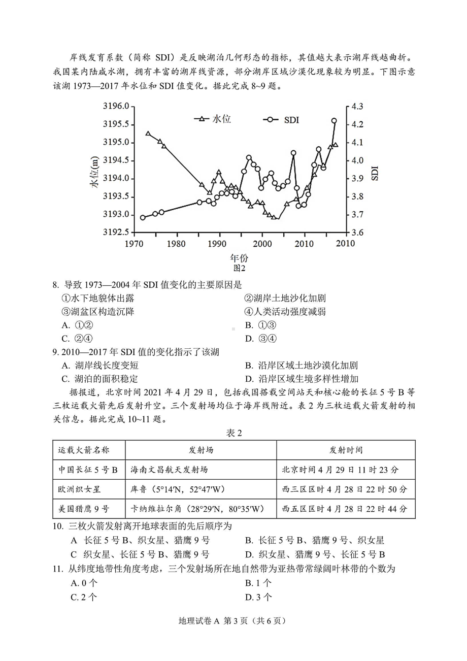 2021年高考广东卷地理试题(含答案解析).docx_第3页