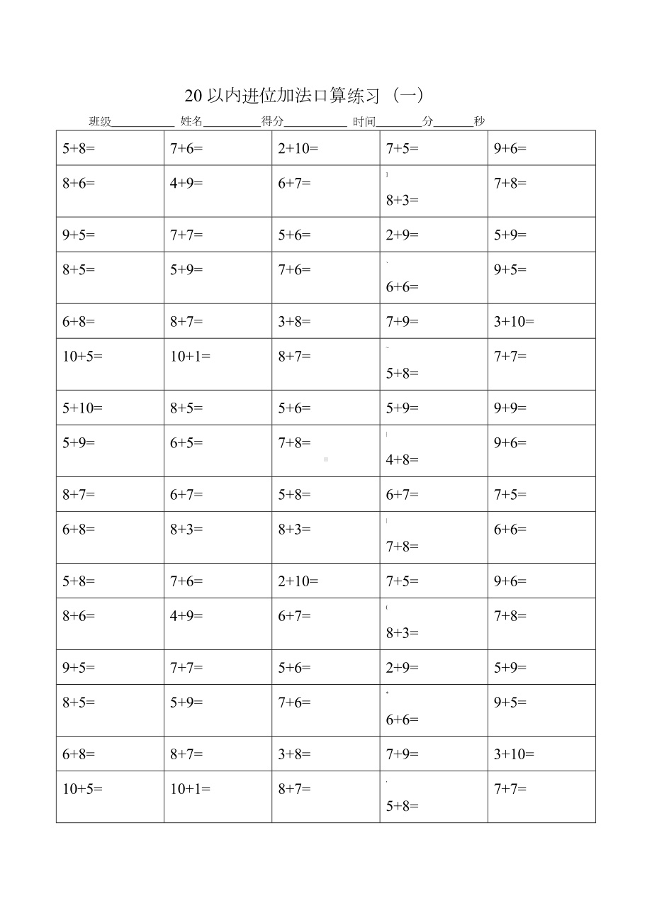 20以内的进位加法口算练习题到底15套.doc_第1页