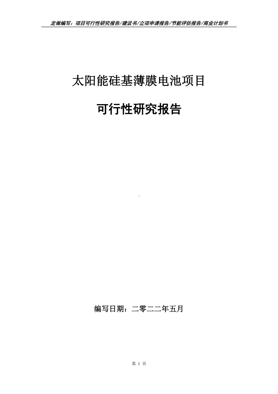 太阳能硅基薄膜电池项目可行性报告（写作模板）.doc_第1页