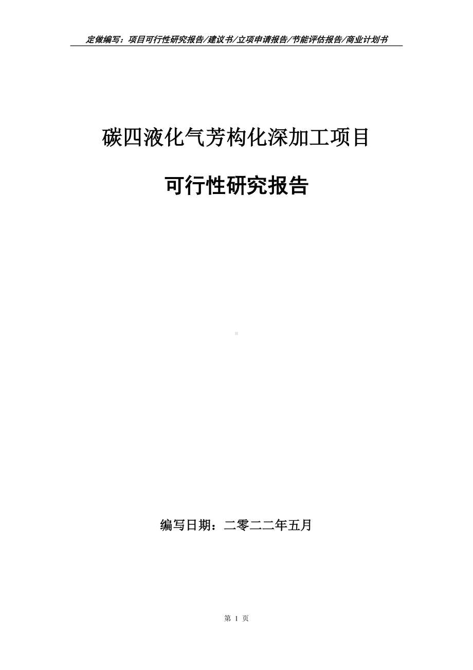 碳四液化气芳构化深加工项目可行性报告（写作模板）.doc_第1页