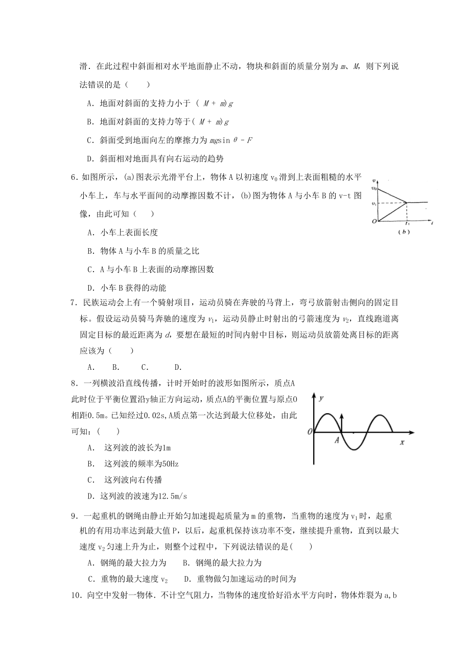 2021年高三模拟考试试题(物理).doc_第2页