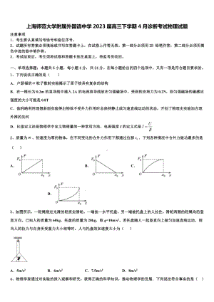 上海师范大学附属外国语中学2023届高三下学期4月诊断考试物理试题.doc