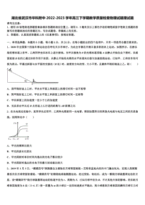 湖北省武汉市华科附中2022-2023学年高三下学期教学质量检查物理试题理试题.doc