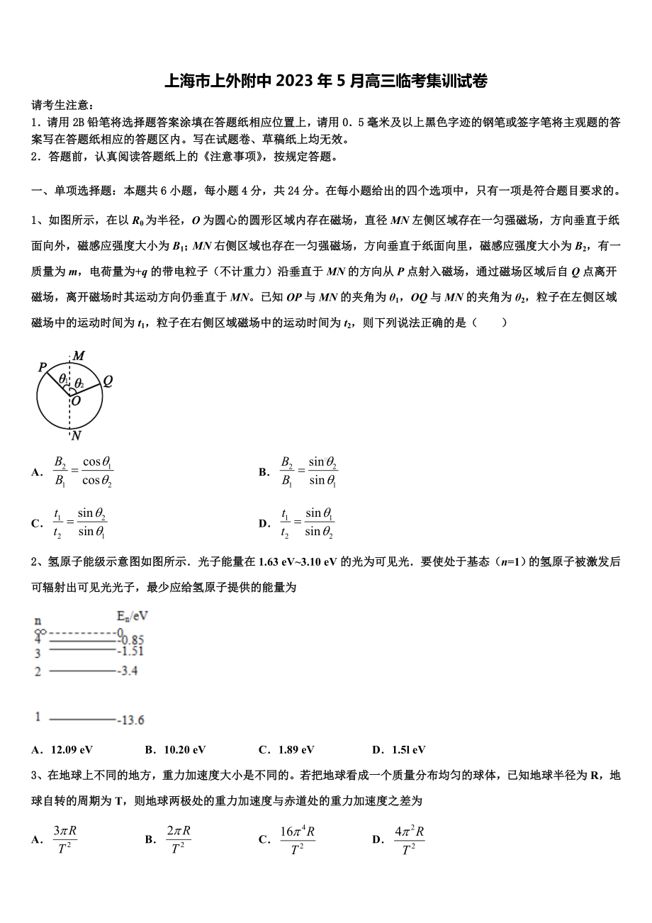 上海市上外附中2023年5月高三临考集训试卷.doc_第1页