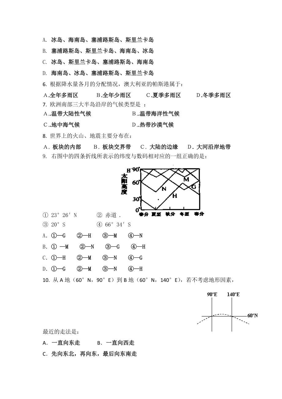 2021年高二下学期期中调研测试地理试题含答案.doc_第2页