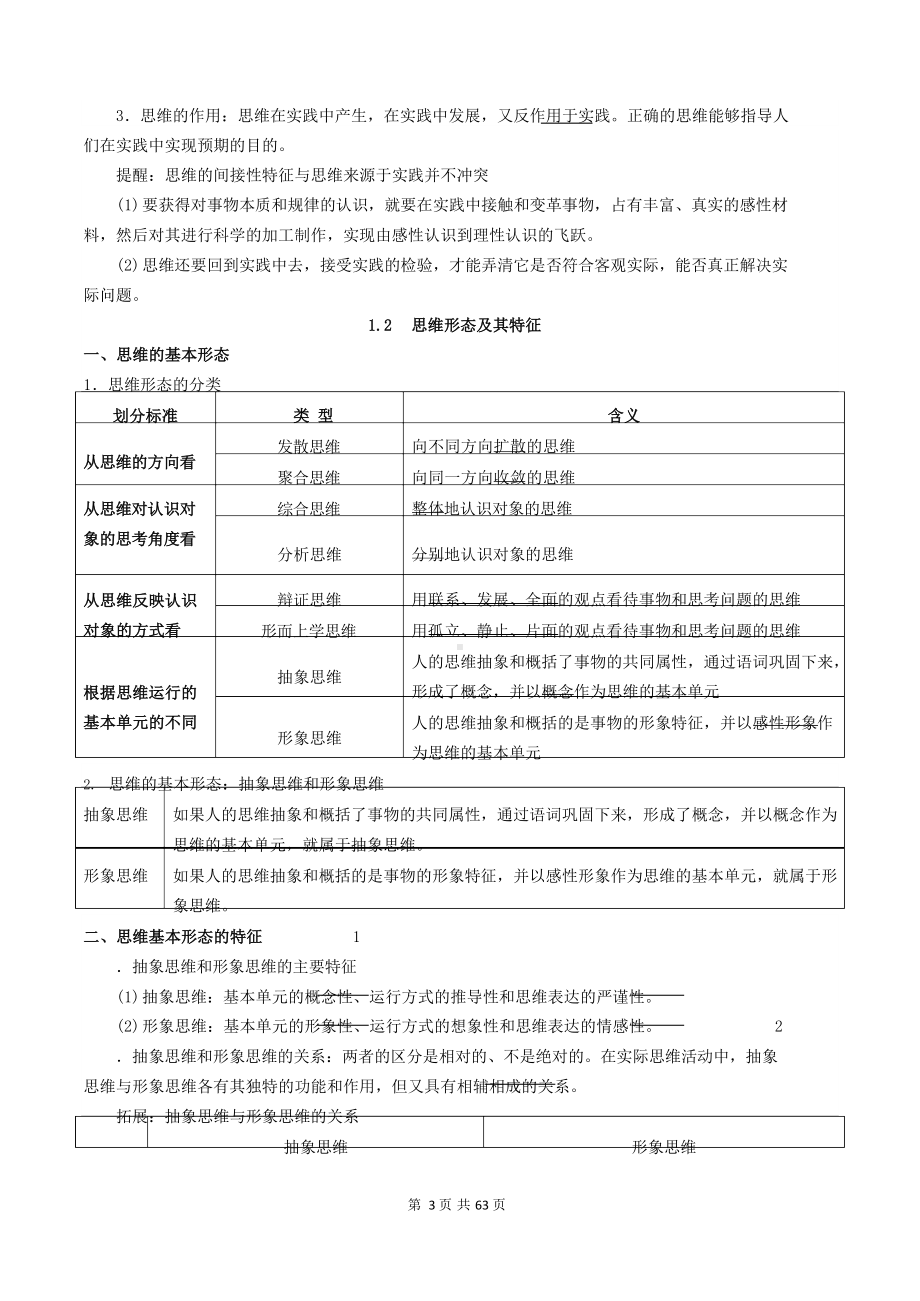 统编版高中政治选择性必修三《逻辑与思维》全册知识点复习提纲(含综合测试卷及答案2套).docx_第3页