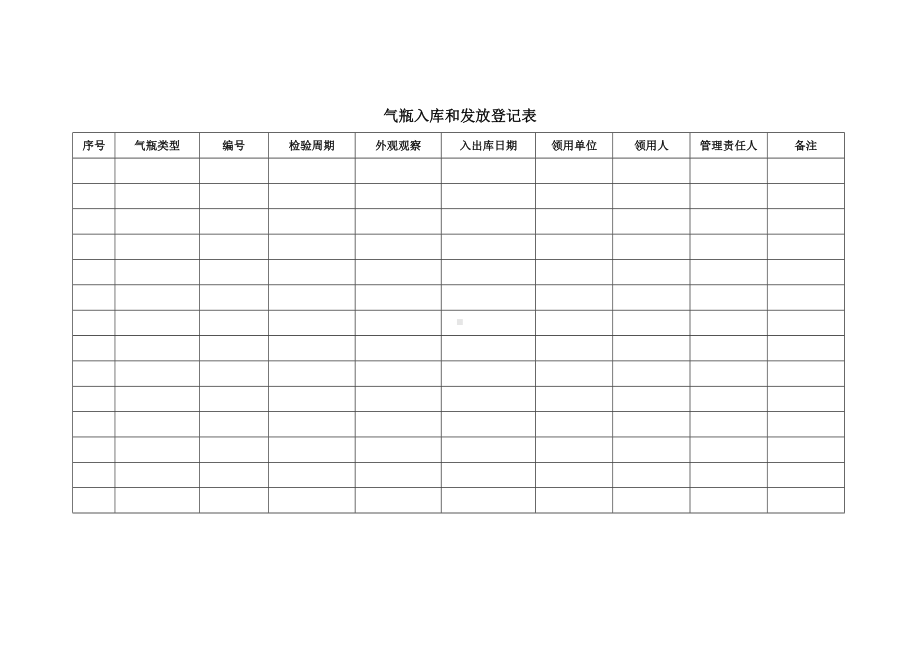 气瓶（液化石油气）入库和发放登记表参考模板范本.doc_第1页