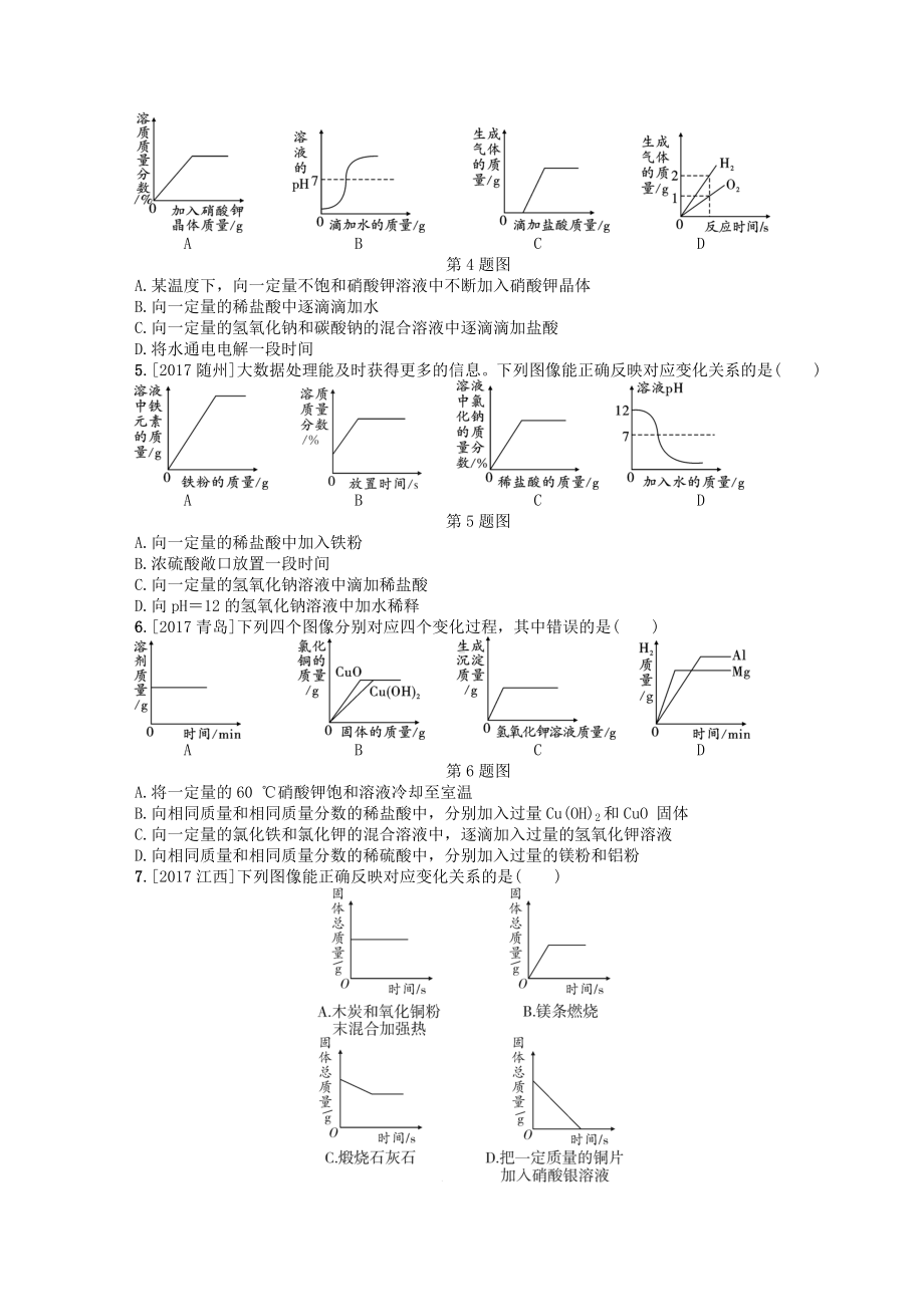 [最新]中考化学复习专题一坐标曲线题练习.doc_第2页