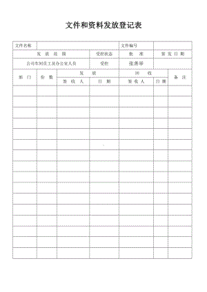 企业文件和资料发放登记表参考模板范本.doc