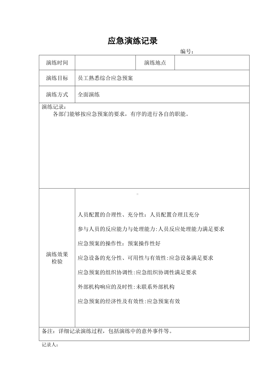 企业应急演练记录表范本参考模板范本.doc_第2页