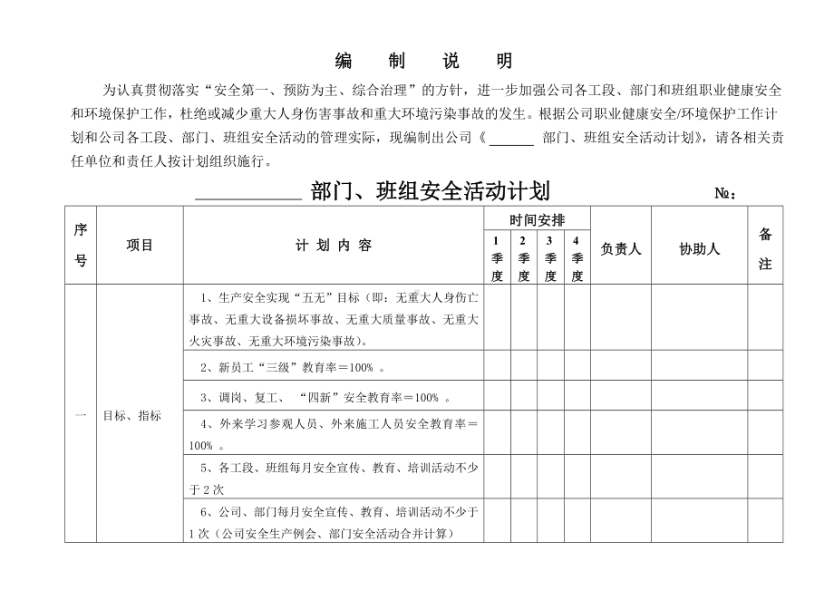 企业部门班组安全活动计划参考模板范本.doc_第2页