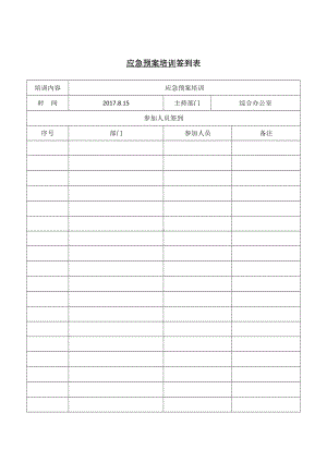 企业应急预案培训表格参考模板范本.doc