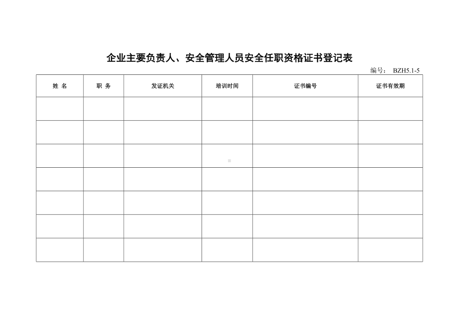 企业安全标准化-企业主要负责人、安全管理人员安全任职资格证书登记表参考模板范本.doc_第1页