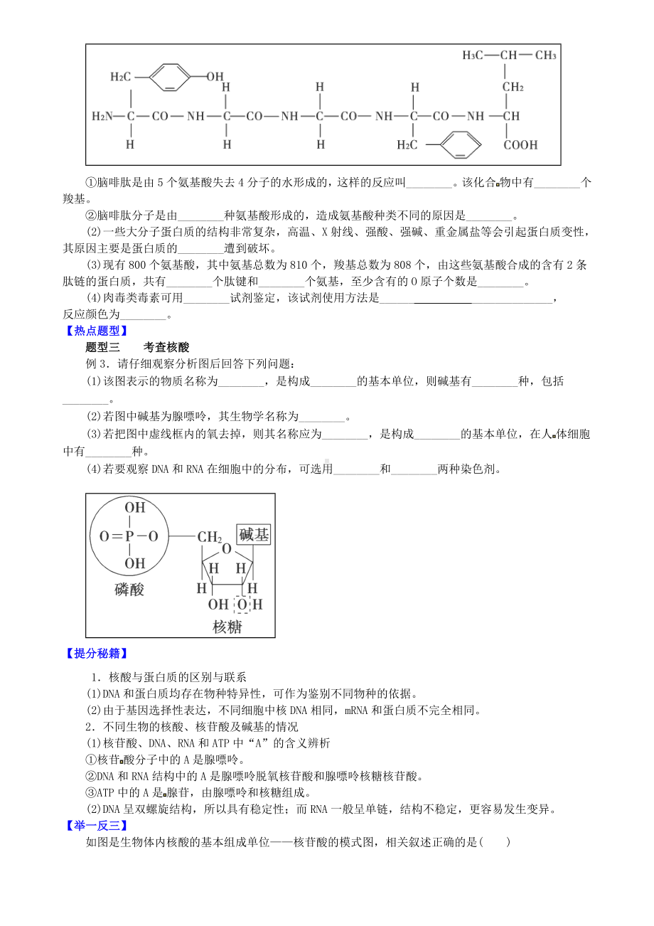 [推荐学习]高三生物一轮复习-专题-酸与蛋白质导学案(无答案).doc_第3页