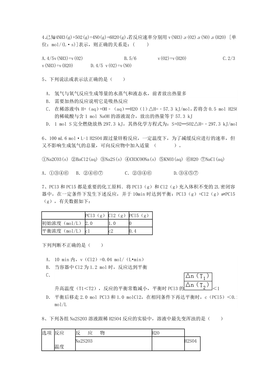 [推荐学习]高三化学一轮复习-第二章-化学反应速率和化学平衡-第一节-化学反应速率能力达标练习题.doc_第2页