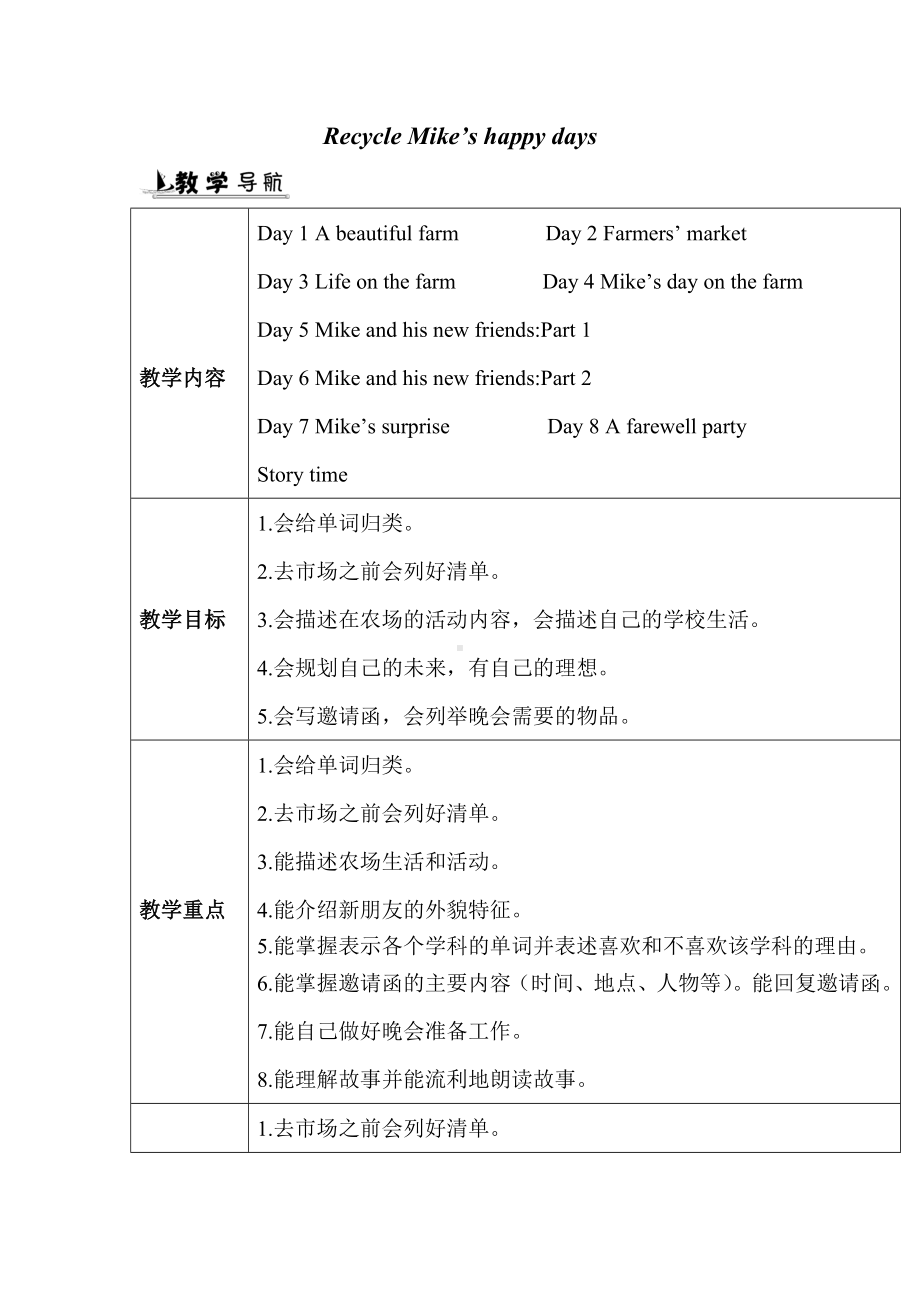 PEP部编人教版-小学六年级英语-下册第二学期春季(教学设计-电子教案)4-Recycle-教案.doc_第1页