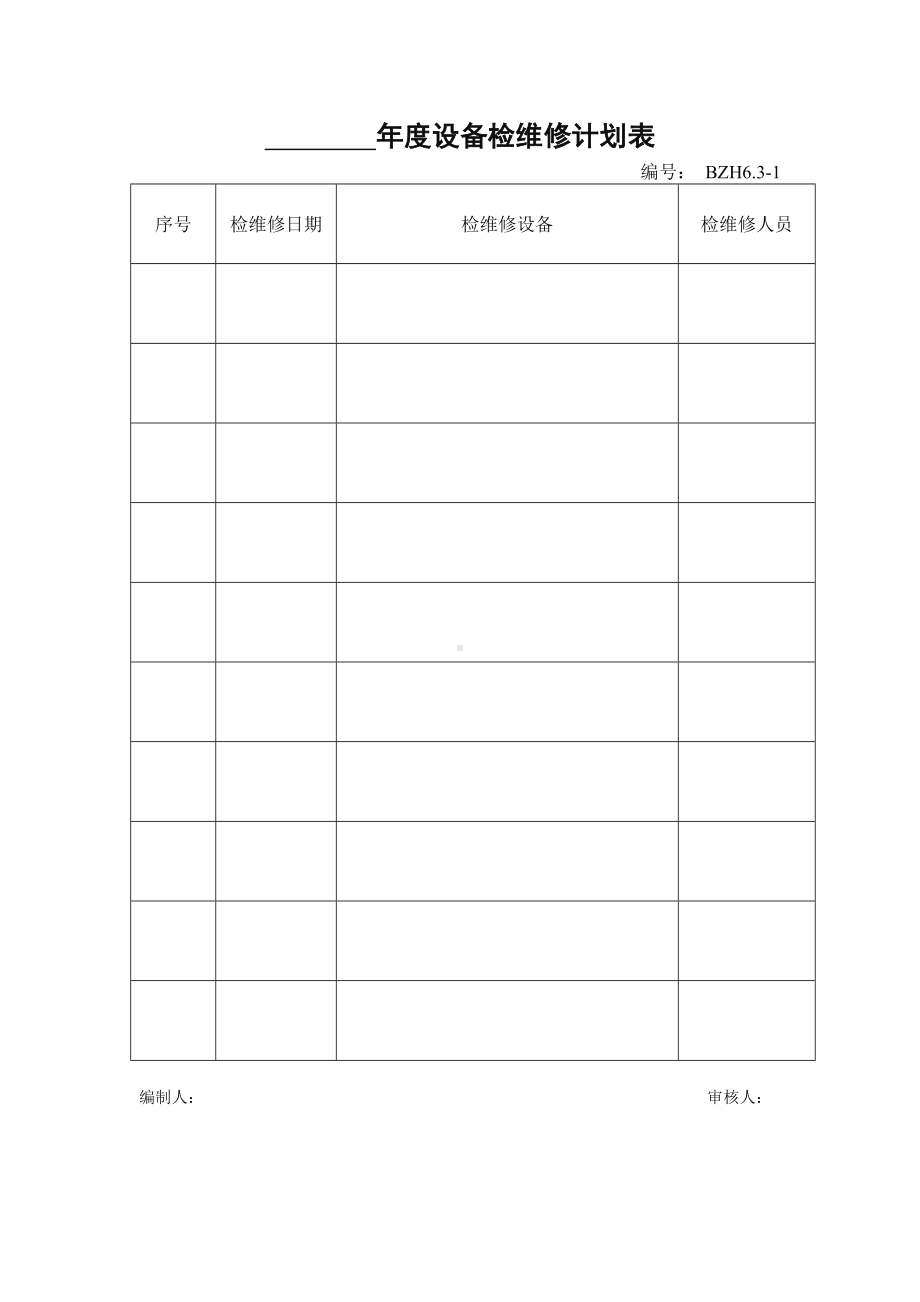 企业安全标准化-年度设备检维修计划表参考模板范本.doc_第1页