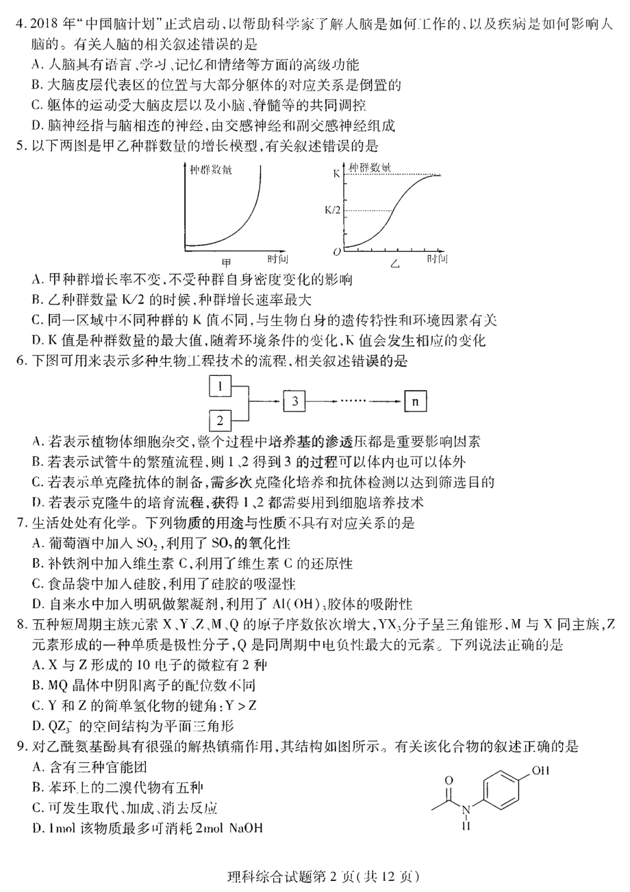 东北三省三校2023届高三第三次模拟考试理科综合试卷+答案.pdf_第2页