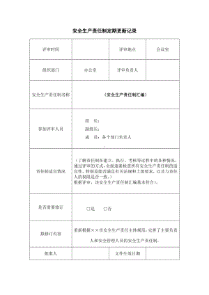 企业安全生产责任制定期更新记录参考模板范本.doc