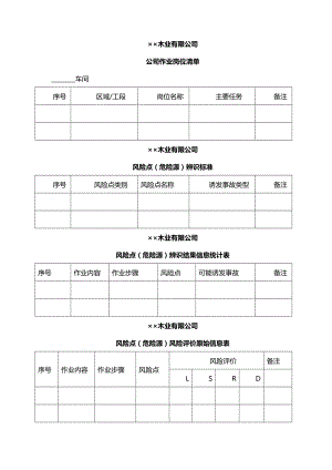 企业安全双体系风险点（危险源）清单表格汇编参考模板范本.doc