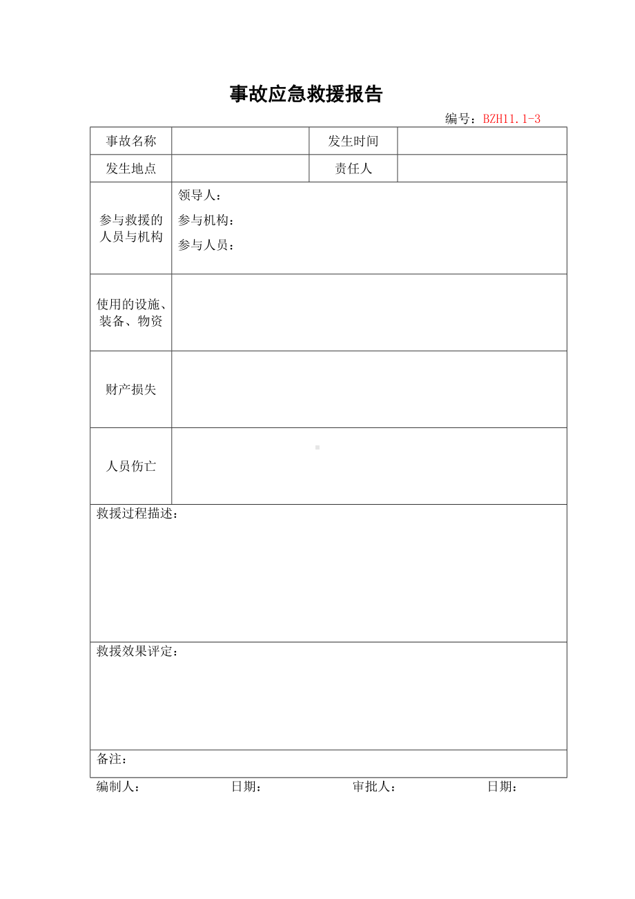 企业安全标准化-事故应急救援报告参考模板范本.doc_第1页