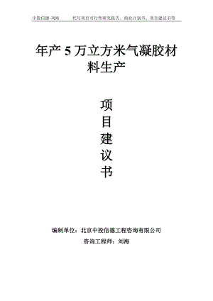 年产5万立方米气凝胶材料生产项目建议书-写作模板.doc