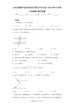 山东省淄博市张店区张店区第九中学2022-2023学年九年级下学期期中数学试题.pdf