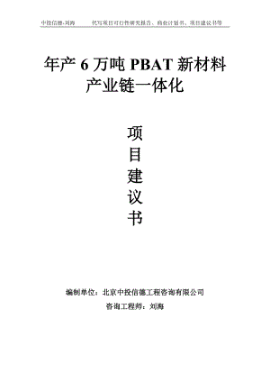 年产6万吨PBAT新材料产业链一体化项目建议书-写作模板.doc