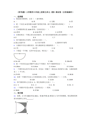 《常考题》小学数学六年级上册第五单元《圆》测试卷(含答案解析).doc