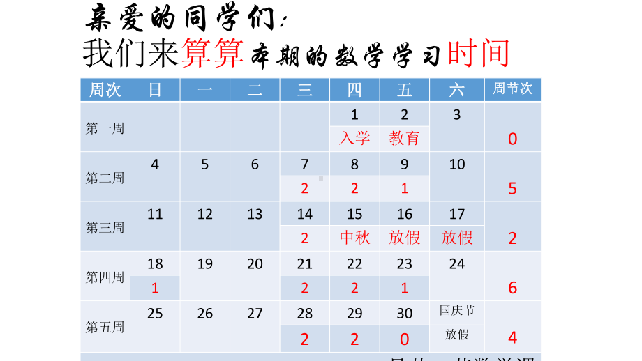 高一班2016年秋期算算时间.pptx_第1页