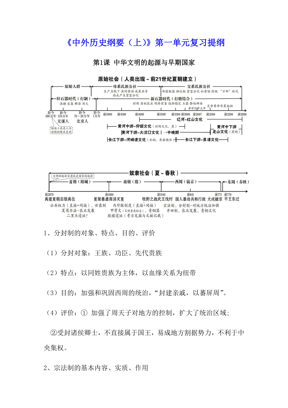 《中外历史纲要(上)》第一单元复习提纲（提纲2）.docx_第1页