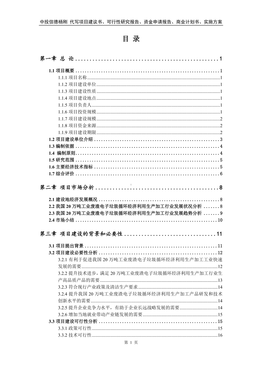 20万吨工业废渣电子垃圾循环经济利用项目可行性研究报告.doc_第2页