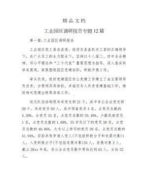 《工业园区调研报告专题12篇》.docx