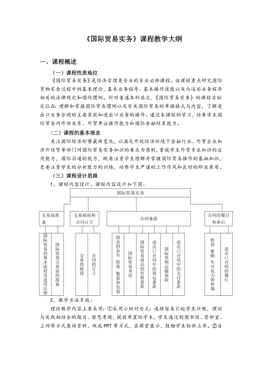 《国际贸易实务》课程教学大纲.doc_第1页