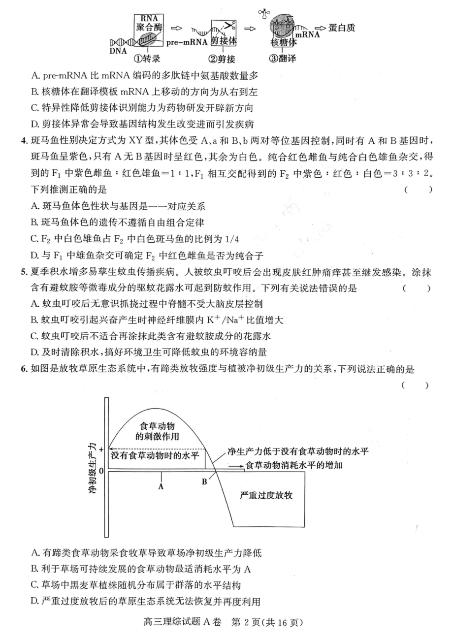 山西省晋中市2023年5月高三第三次模拟考试理科综合试卷+答案.pdf_第2页