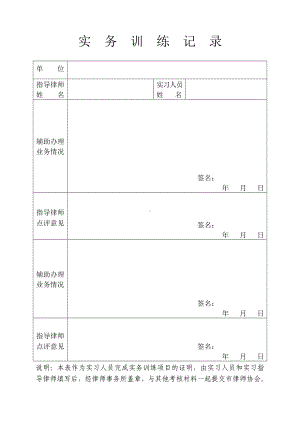 实务训练记录参考模板范本.doc