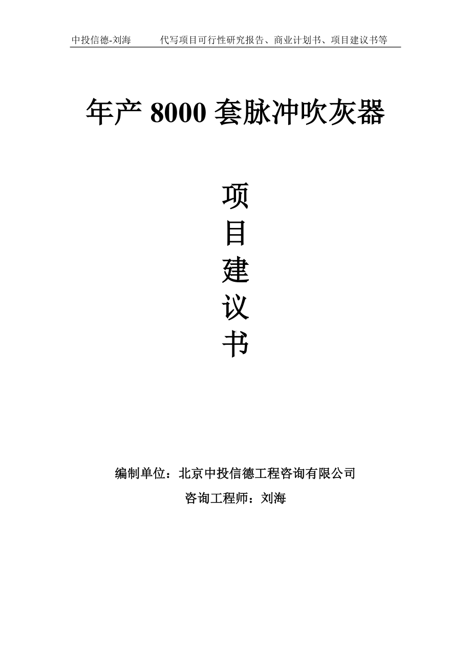 年产8000套脉冲吹灰器项目建议书-写作模板.doc_第1页